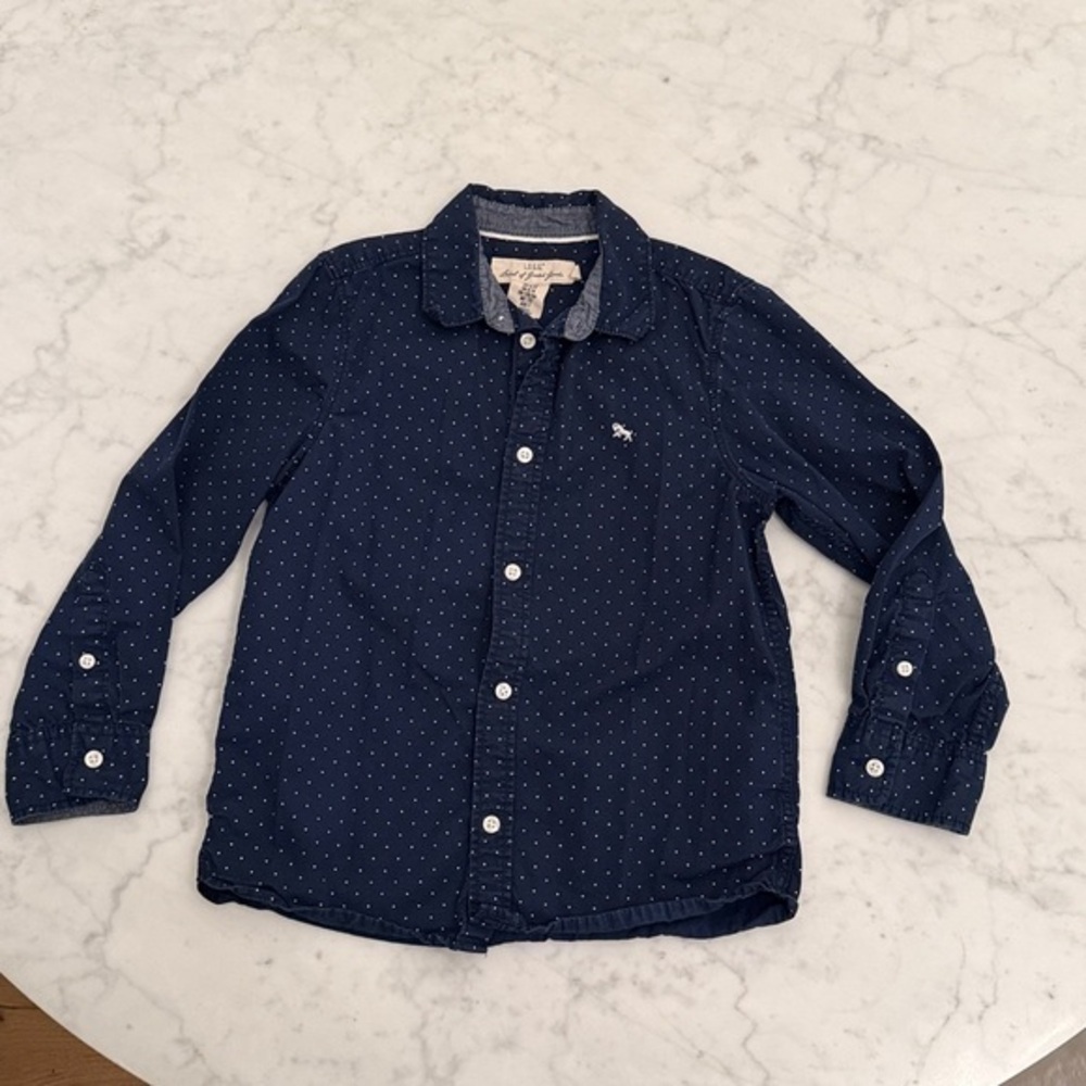 Boys Blue Button Down Shirt Size 6 Dress Shirt School Uniform Classic